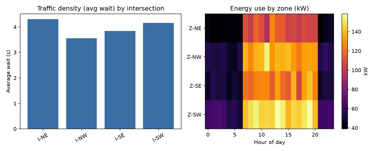 Smart City traffic and energy simulation dashboard